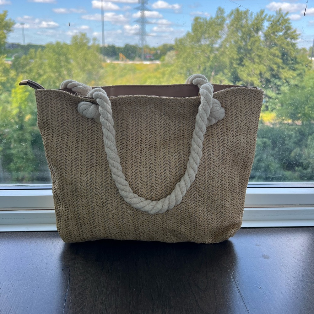 H&M Tan Tote Bag with Rope Handles